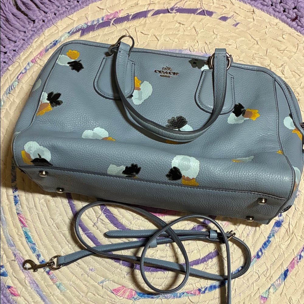 Coach Light Blue Floral Satchel